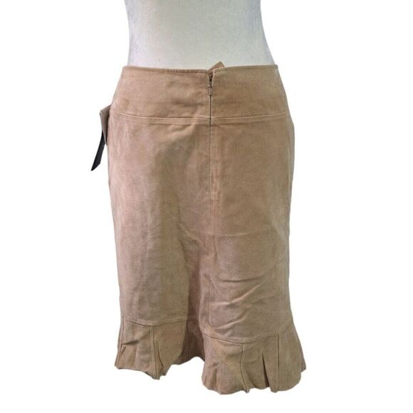 Moda International Women's Trumpet Tan Suede Leather Skirt Sz 8 - Picture 2 of 8